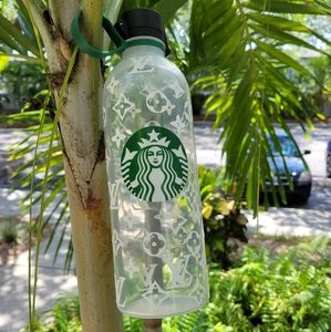 Handmade Starbucks cold Reusable Clear Plastic Water Bottle, 24 fl oz